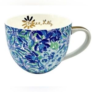 Lilly Pulitzer Lion Around blue green floral pattern gold accents handles (3)